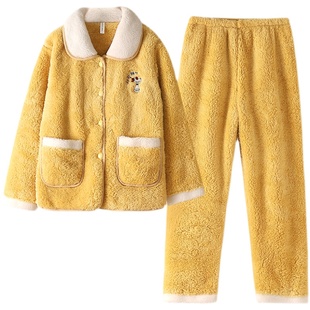 珊瑚绒睡衣女士秋冬季加厚加绒保暖毛绒可爱冬款法兰绒家居服套装