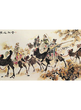 十兰名家手绘胡杨金秋大幅国画