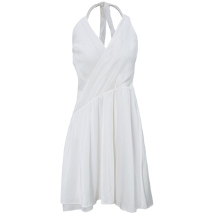 Te by frigidOrg 23早秋航海家系列 交叠V领挂脖绑带天丝连衣裙