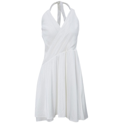 甜美复古伞裙天丝麻挂脖