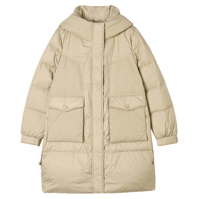 Outlets专柜撤柜正品 汉货精品HH冬装新款白鸭绒宽松长款羽绒服女