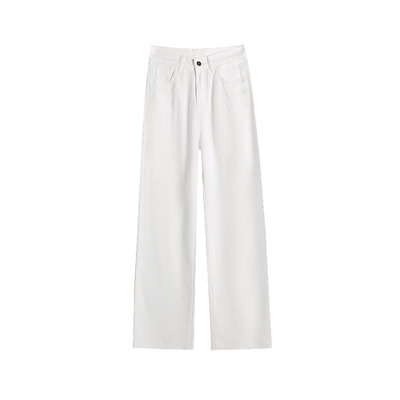 李李服饰加绒白色高腰阔腿牛仔裤女2025冬季新款显瘦堆堆直筒裤子