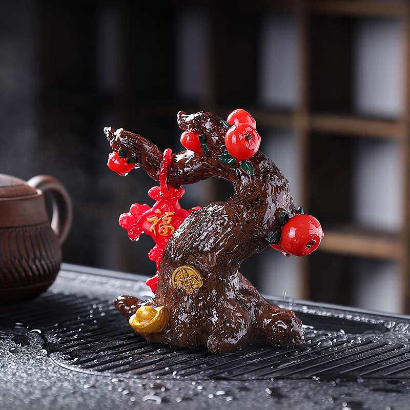遇水变色茶宠摆件茶盘满枝福功夫茶桌新款茶具配件装饰品礼盒2025