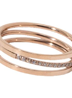 轻奢钛钢红钻女ins潮冷淡风戒指