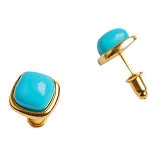 乌垛【西藏护魂石】绿松石首饰设计礼物极简天然耳饰小众独特耳钉
