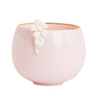 一品仟堂功夫茶具捏花主人杯女士品茗杯粉色单杯陶瓷个人专用杯子