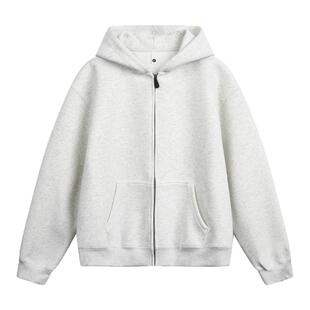 阿叔潮牌 纯色短款连帽卫衣外套男春秋情侣百搭宽松休闲外衣