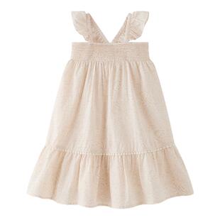 bonbon et bonbon连衣裙儿童女夏日纯棉粉色碎花休闲浪漫小飞袖吊