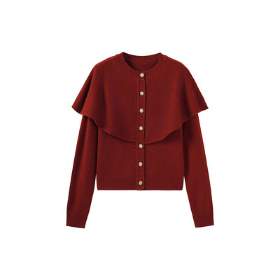 100%绵羊毛圣诞新年披肩针织衫女