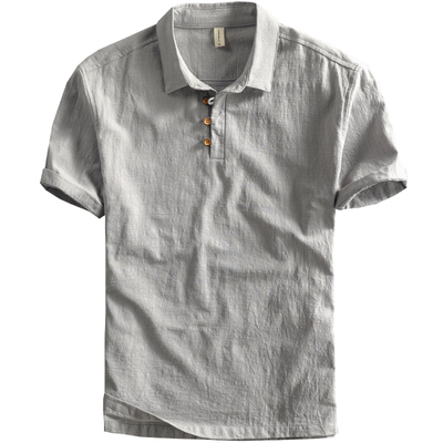 棉亚麻短袖衬衫衣男中式国风T恤