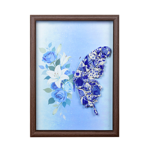 母亲节实用礼物青花瓷蝴蝶diy手工半成品材料包非遗文创团建活动