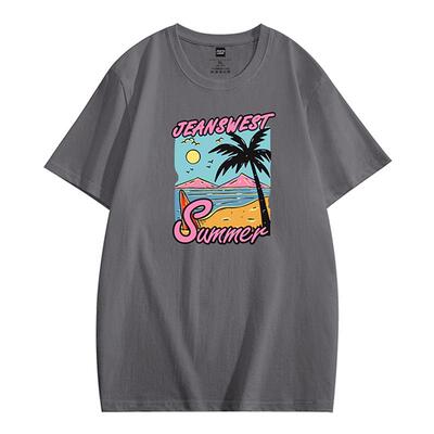 时尚男女同款圆领短袖纯棉T恤