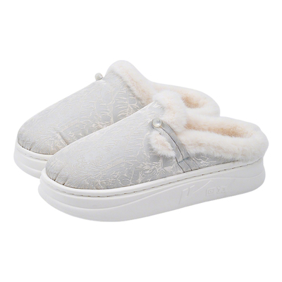 回力中古风拖鞋女冬天家居室内洋气新中式高级感毛毛棉拖鞋秋冬季