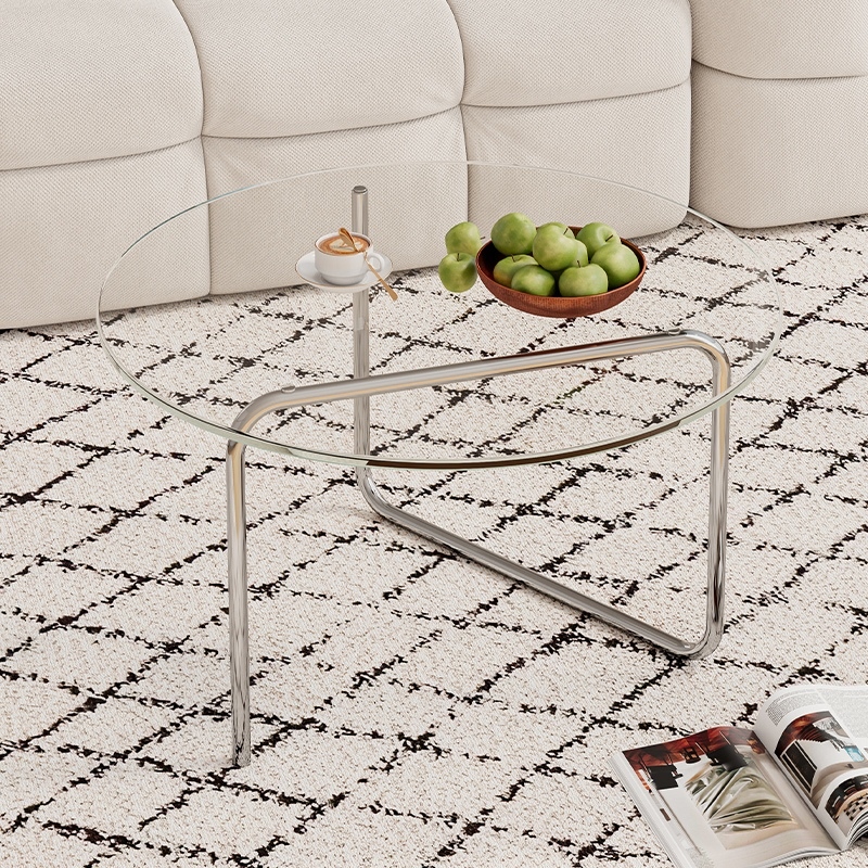 北欧极简钢化玻璃简约沙发边几茶几小户型客厅网红家用轻奢圆茶桌