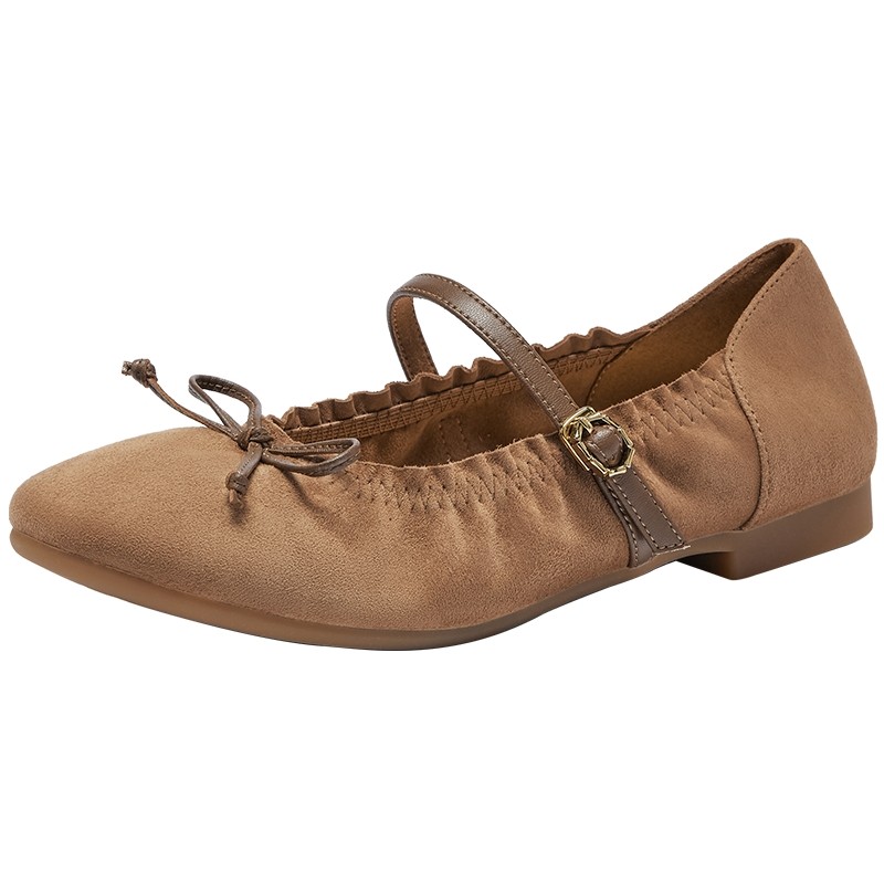 热风平底玛丽珍鞋26年春季新款法式蝴蝶结浅口单鞋女鞋H24W26112