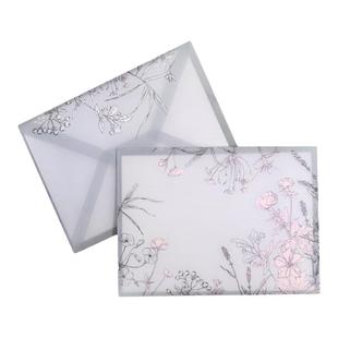 绿粉植物集花草复古清新硫酸纸信封粉色日本罗纱婚礼商务信封内衬