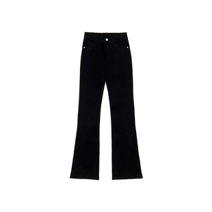 黑色微喇牛仔裤女2025秋冬加绒胖妹妹mm高腰弹力显瘦梨型身材裤子