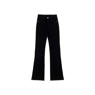 巨显瘦！黑色微喇牛仔裤~