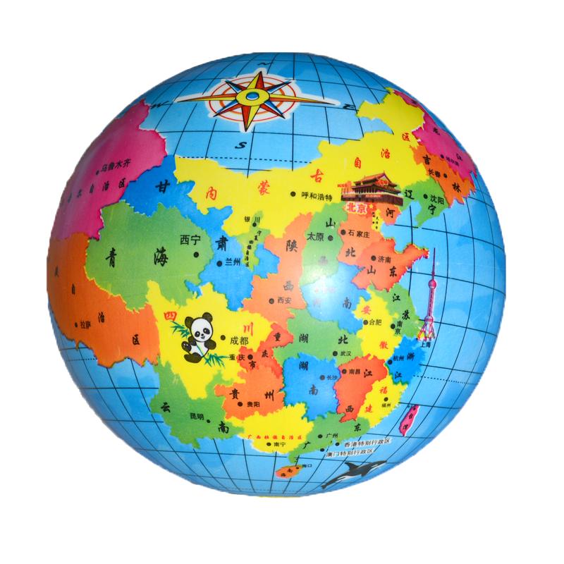 儿童早教认知8世界地球仪 幼儿园充气中国地图球弹力拍拍皮球玩具