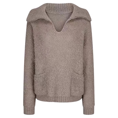 陆续！2026超火穿搭一整套纯欲大翻领羊毛针织毛衣雪花半身短裙女