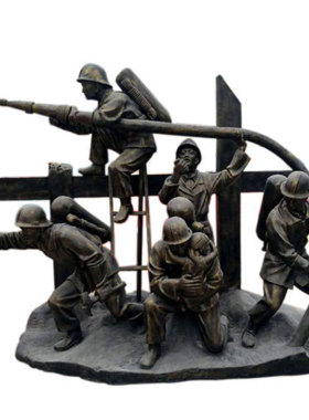 定制卡通消防员雕塑玻璃钢人物像