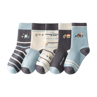 儿童袜子纯棉中筒男孩秋季男童宝宝a类秋冬款小孩棉袜全棉童男袜