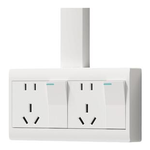 两开关插座明装二开十孔带开关厨房一键断电双开单控带10孔插座