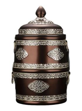 新款藏式贴花糌粑盒糖果罐子藏香风情食物盒藏族工艺糍粑盒包邮