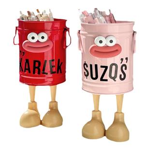 可爱金属笔筒大容量学生桌面收纳盒女孩办公室儿童高级感创意摆件