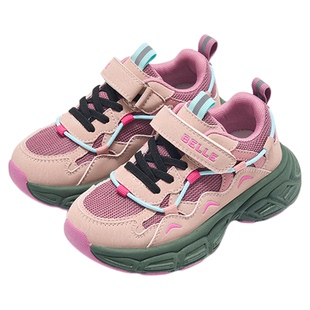 百丽童鞋女童运动鞋春秋季新款粉色软底儿童登山鞋小女孩休闲鞋子