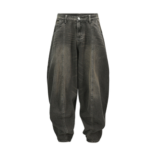 江南先生NewJNXS明线分割复古撞色收脚牛仔裤男女休闲宽松裤子