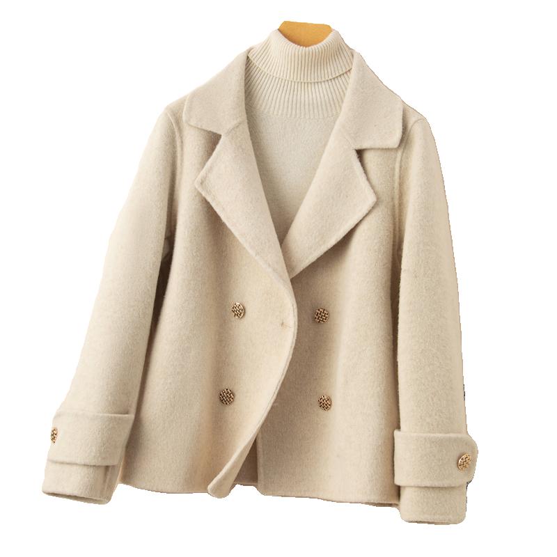 秋冬新款双面羊毛大衣女短款小香风气质韩系小个子加厚羊毛呢外套