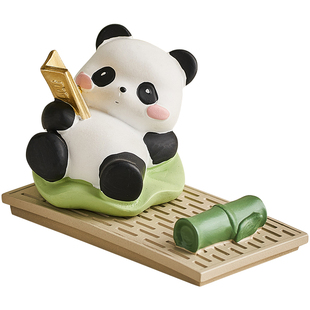 熊猫周边古风手机支架桌面小摆件可爱治愈系上班工位情绪稳定神器