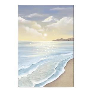 奶油风海景客厅装饰画肌理画高级感大幅落地画玄关挂画卧室墙壁画