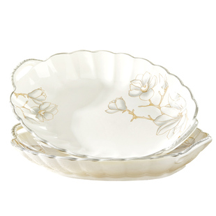 陶瓷双耳鱼盘家用清蒸鱼盘子新款釉下彩椭圆餐盘红烧鱼盘海鲜蒸盘