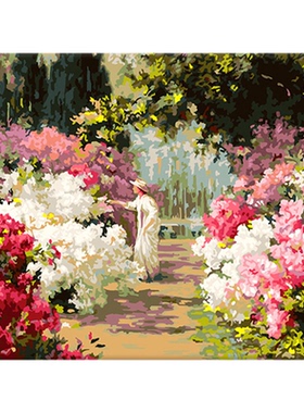数字油画diy手绘填充午后花园