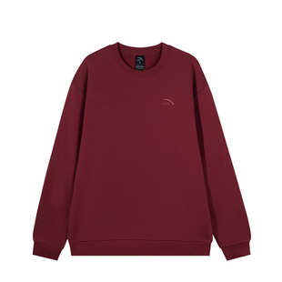 安踏圆领卫衣男女款红色喜庆百搭本命年长袖秋冬显白保暖加绒外穿