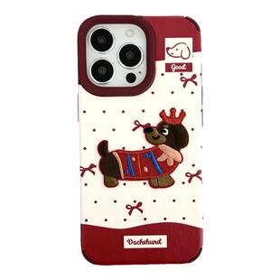 红色波点腊肠狗适用iphone16pro苹果15手机壳可爱12pro小众13promax带吊坠挂绳14全包防摔保护套新年女高级感