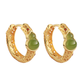 和田玉碧玉纯银葫芦耳环女新中式耳饰耳钉耳扣三八妇女节生日礼物