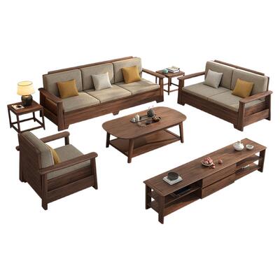 黑胡桃木现代简约储物客厅宋式