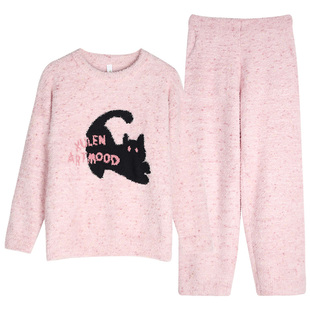 轩靓半边绒睡衣女秋冬款加绒加厚珊瑚绒2026新款高级感家居服套装