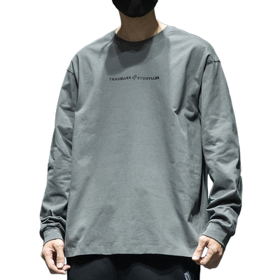 重磅长袖T恤男百搭圆领打底衫