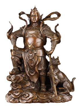 纯铜二郎神哮天犬杨戬铜像摆件