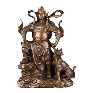 二郎神铜像摆件二郎真君杨戬铜像家居装饰品客厅工艺品摆件哮天犬