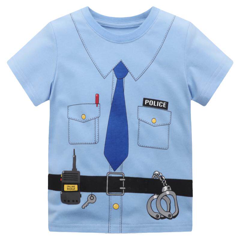 儿童警官服装纯棉短袖T恤表演服