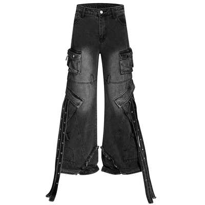 原创美式重磅多口袋水洗牛仔裤潮