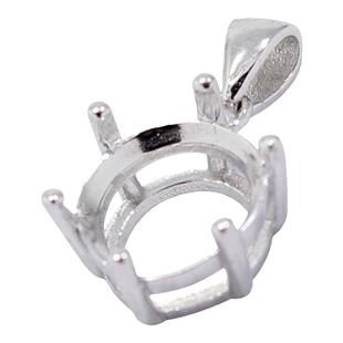 S925纯银吊坠空托女款经典六爪圆形456789DIY莫桑钻玉石翡翠镶嵌