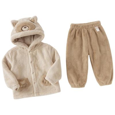 戴维贝拉男童家居服套装女童牛奶绒睡衣2025冬季新款儿童两件套