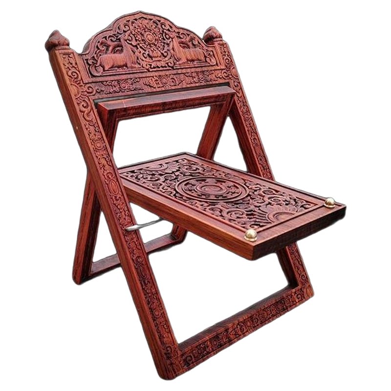 藏式民族风实红木双鹿雕花经书架