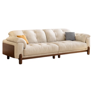 现代简约原木风实木云朵沙发日式小户型客厅奶油风白蜡木布艺沙发